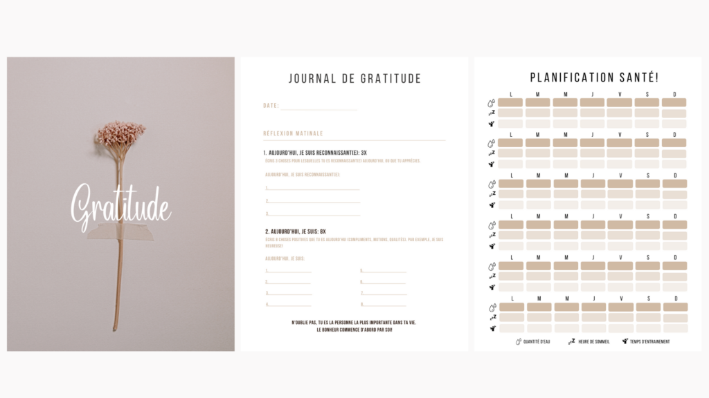 Journal de gratitude et outil de suivi